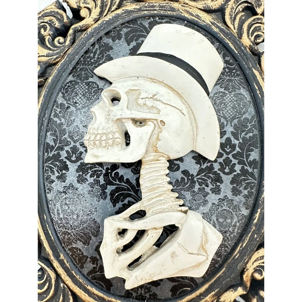 Ashland Halloween Victorian Gothic Skeleton 3D Cameo Frame Portrait Decor 9 in